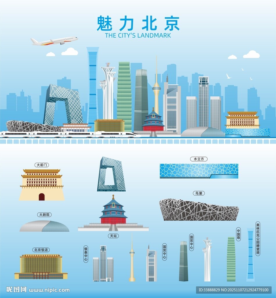 北京地標(biāo)建筑剪影