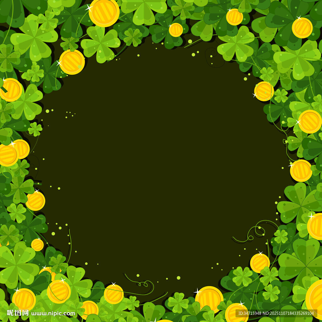 三葉草環(huán)繞的黑色背景圖案