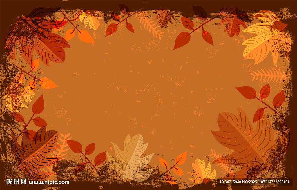 秋季樹葉邊框背景圖