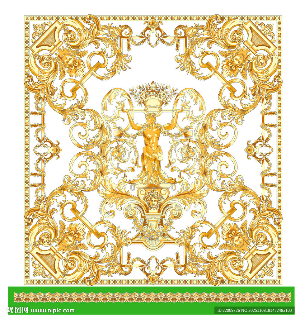 金色華麗復(fù)古花紋裝飾圖案