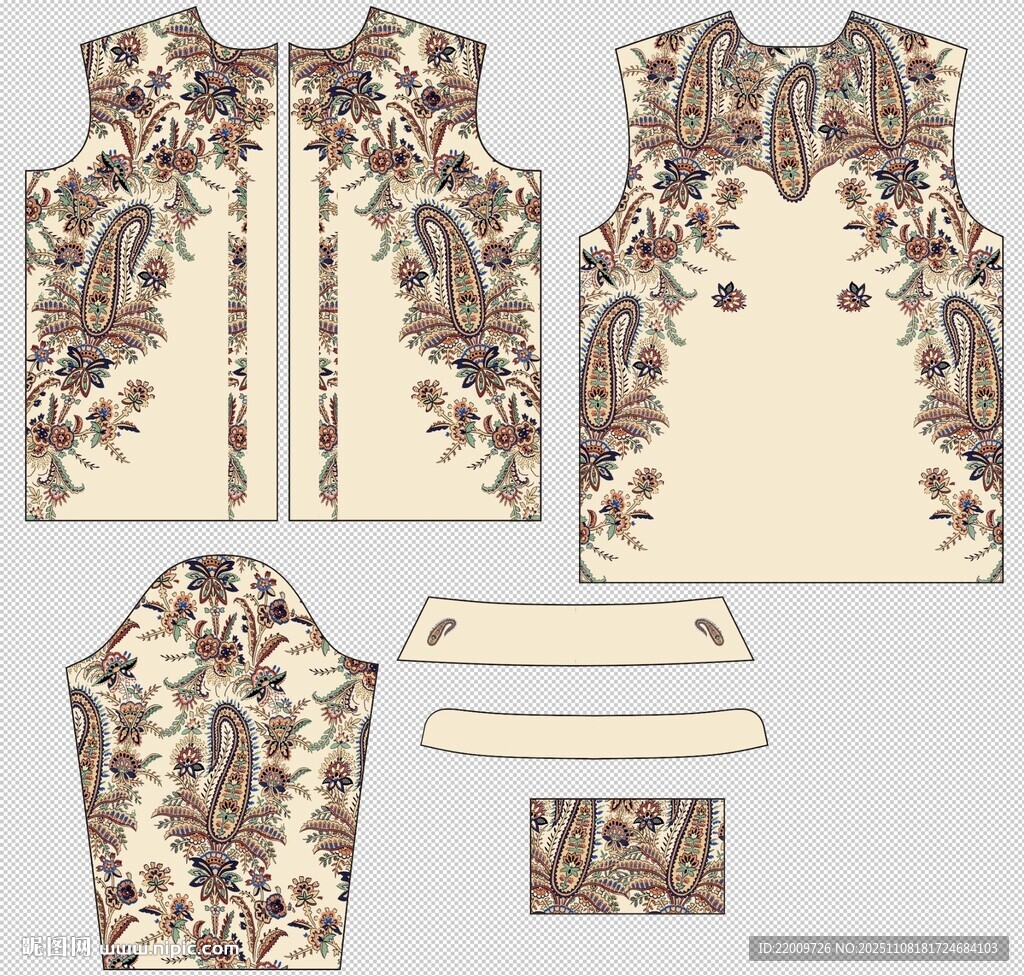 復(fù)古花紋服飾設(shè)計圖