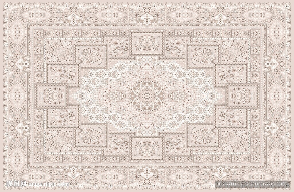 復(fù)古幾何花紋地毯圖案