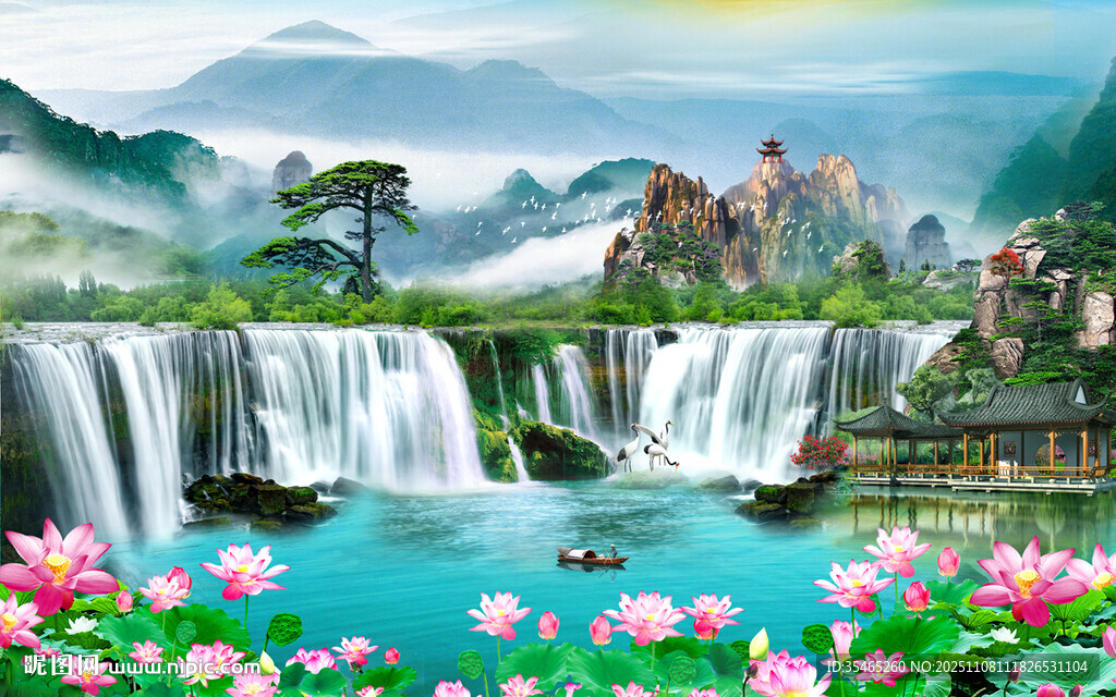 酒店大堂國畫山水 