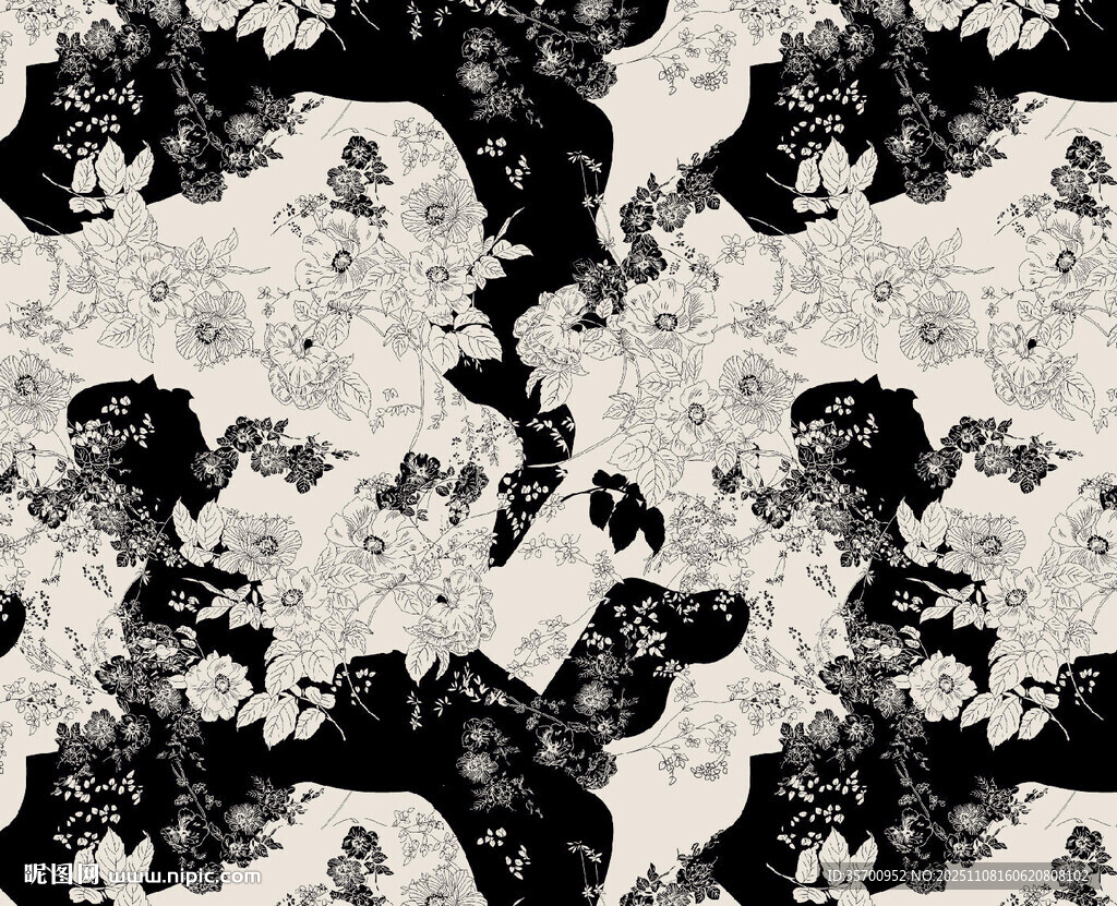 黑白抽象紋理圖案花卉