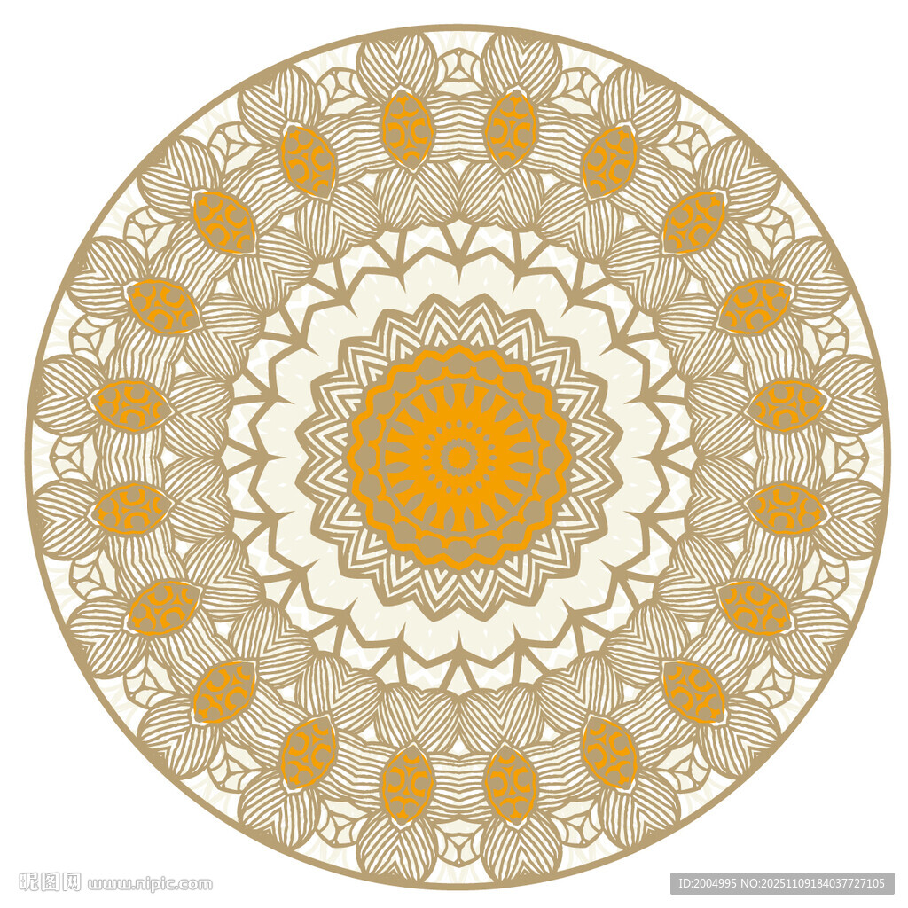 圓形復(fù)古花紋裝飾圖案