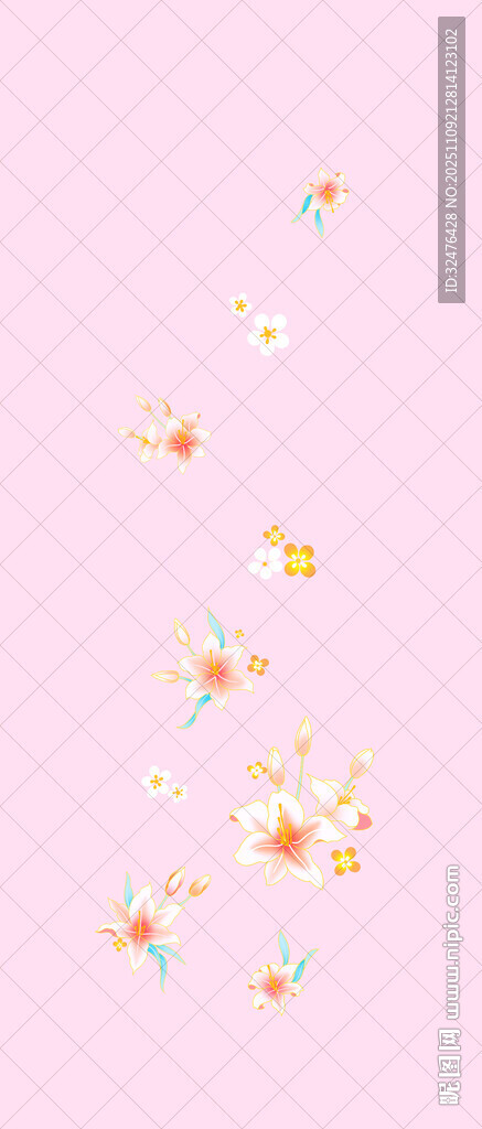 粉色背景上的多彩小花