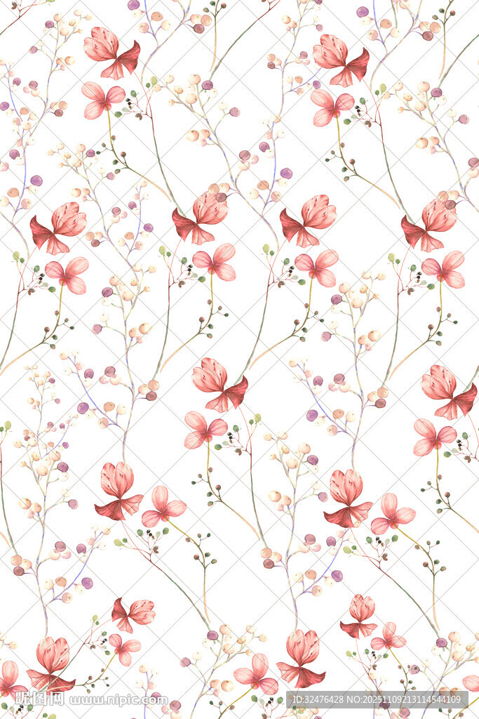 粉色花卉無縫圖案背景