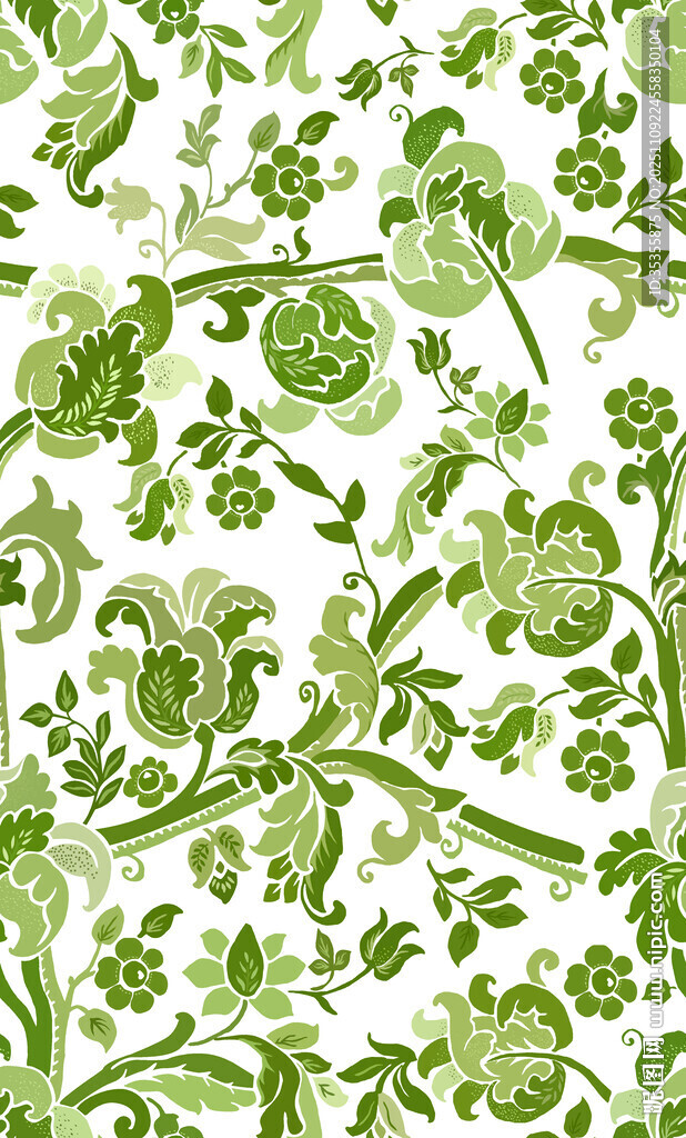 清新綠色花卉圖案背景