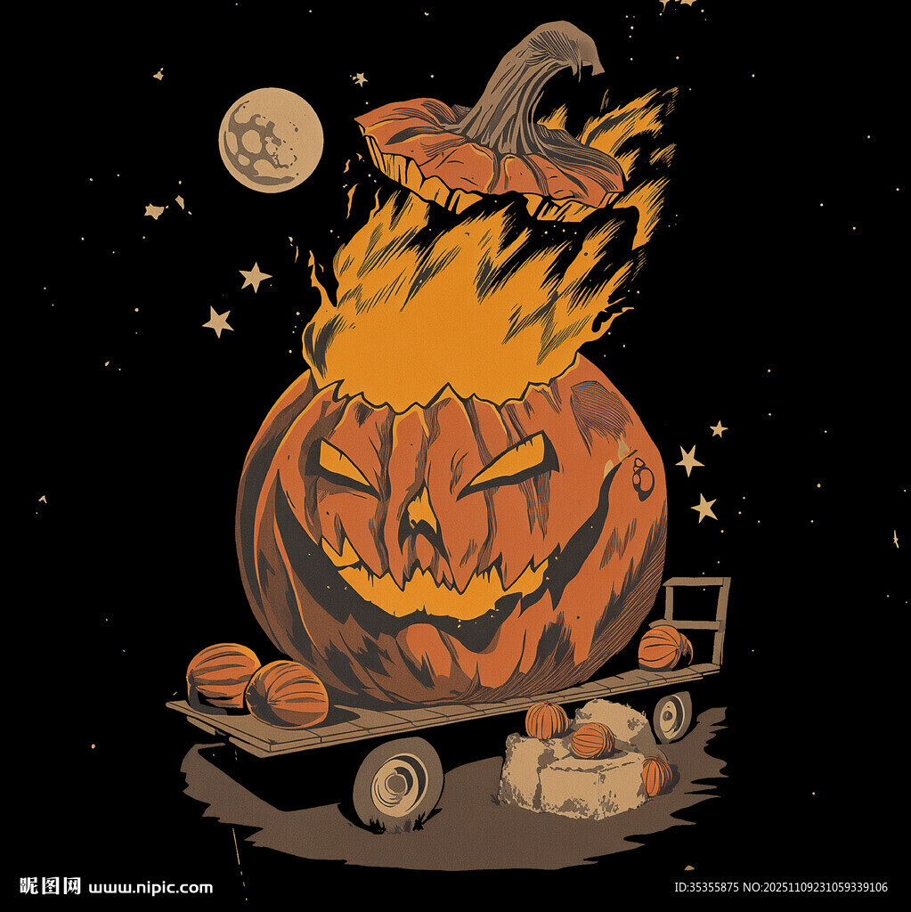 萬(wàn)圣節(jié)南瓜篝火奇幻場(chǎng)景