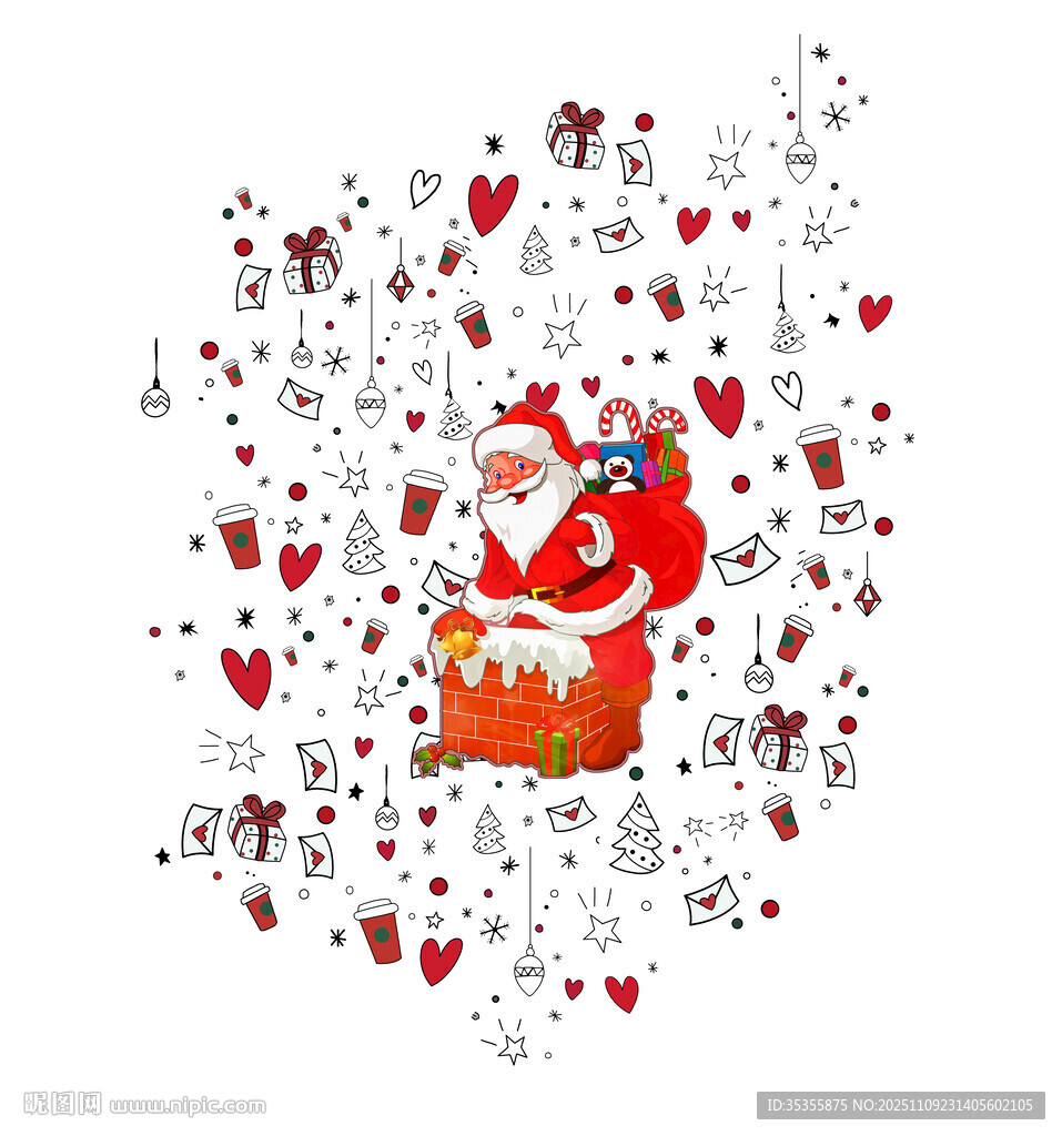 圣誕老人與愛心元素圖案