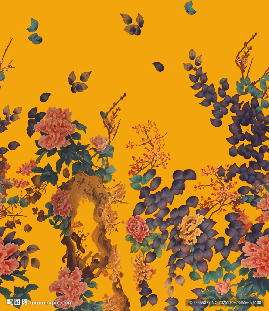 中式花鳥圖  色彩明艷動(dòng)人