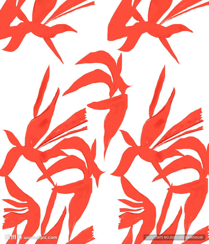 紅色植物圖案無縫背景