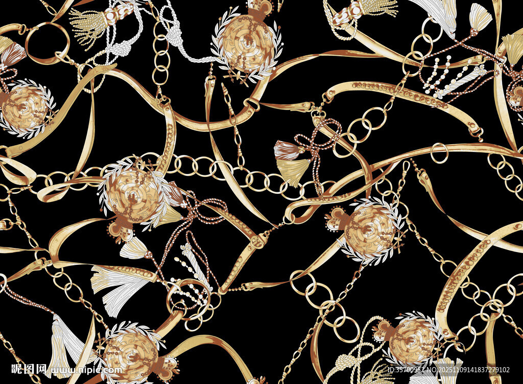 黑金鏈條花卉圖案紋理