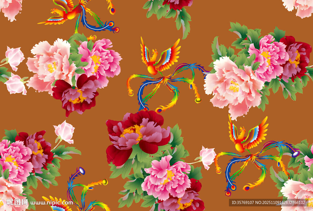 花卉圖案背景色彩絢麗