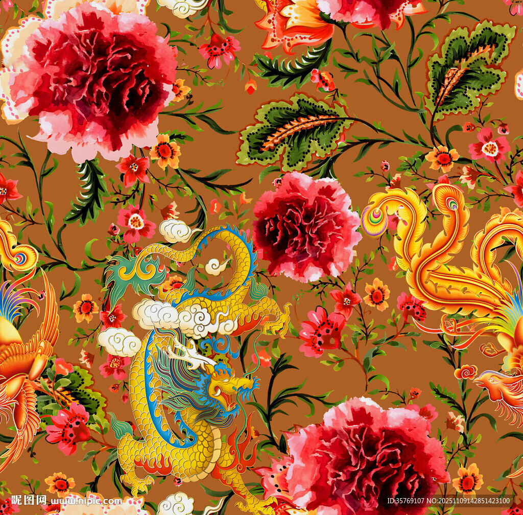 復(fù)古花卉錦紋圖案設(shè)計(jì)