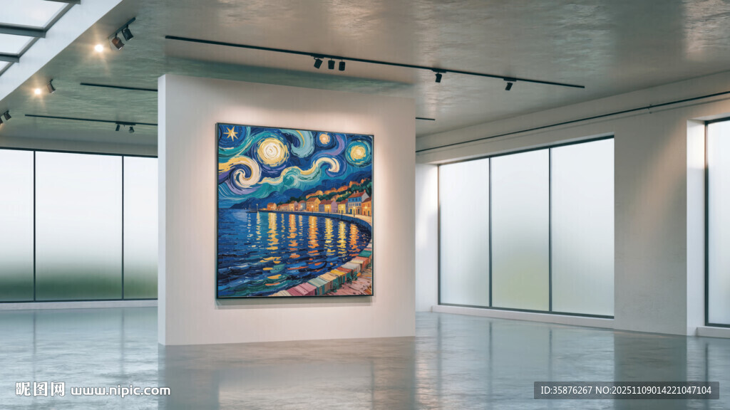 現(xiàn)代藝術(shù)展廳中的絢麗畫作