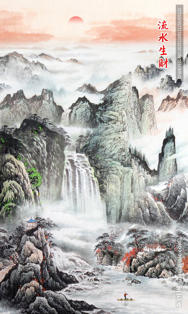 豎幅源遠(yuǎn)流長(zhǎng)國(guó)畫(huà)