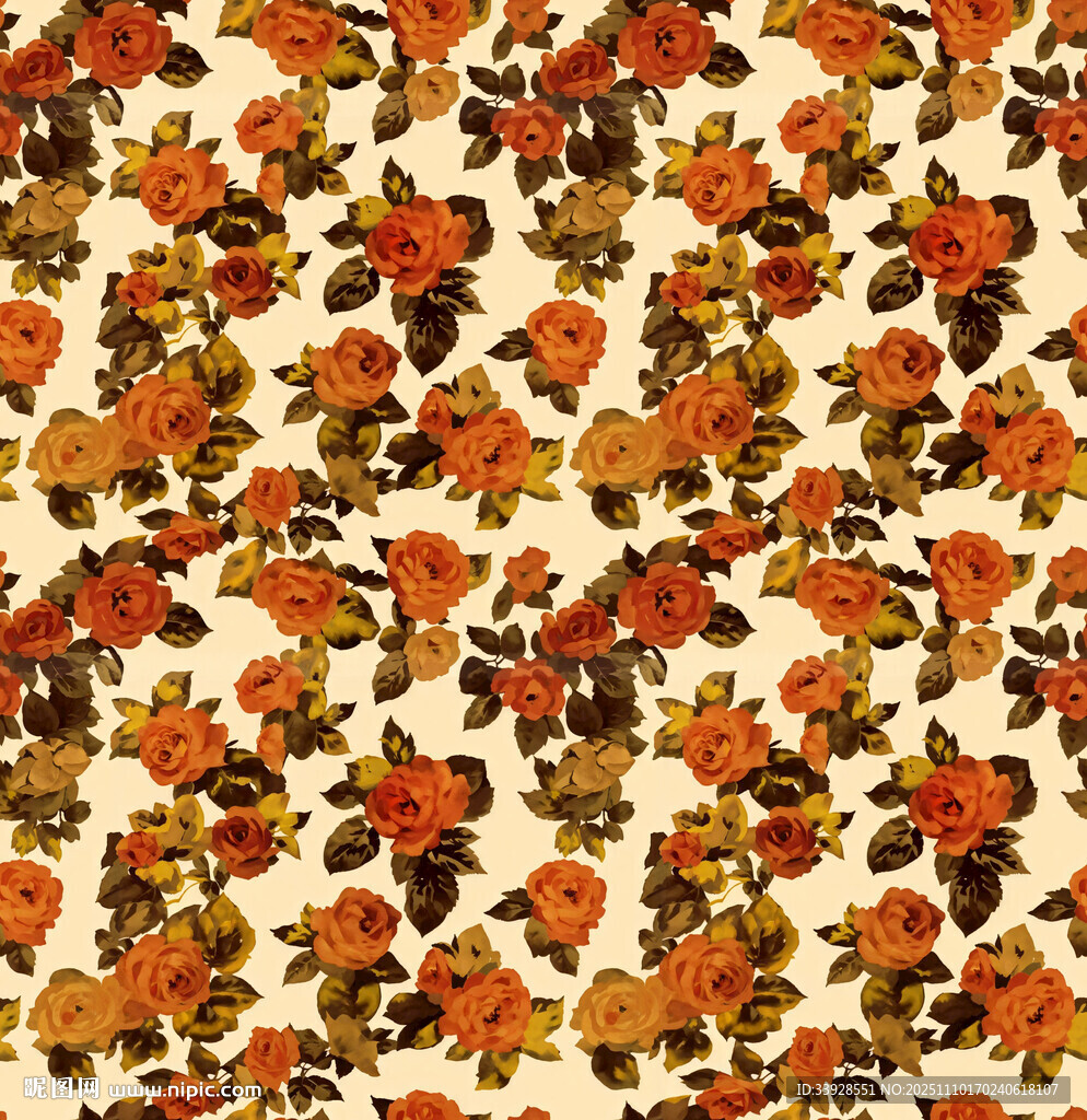 秋季花卉圖案織物紋理