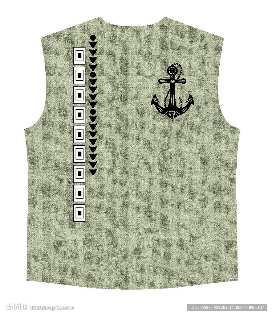 錨圖案復古風男士馬甲