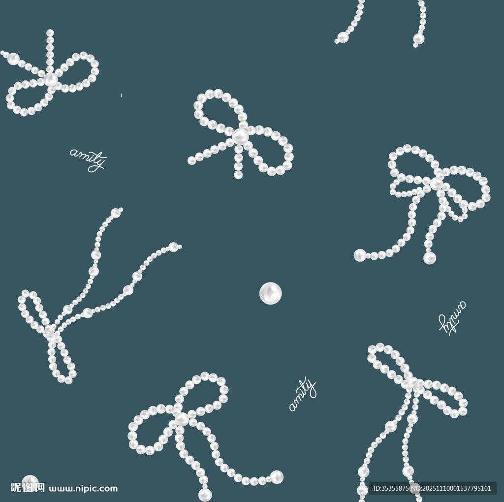 深藍色底手繪風蝴蝶結(jié)圖案