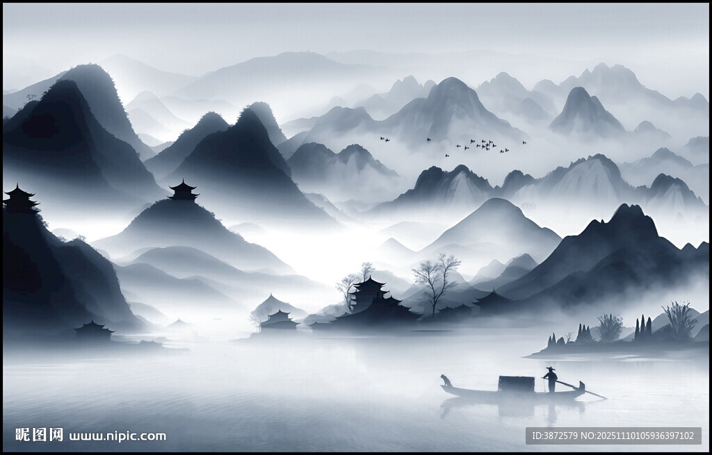 中國風(fēng)意境水墨山水畫