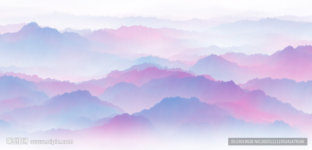 夢幻漸變云海山巒美景