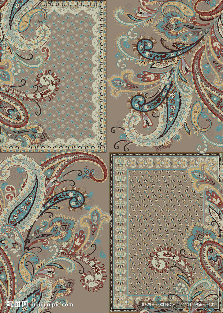 復(fù)古佩斯利花紋圖案設(shè)計(jì)
