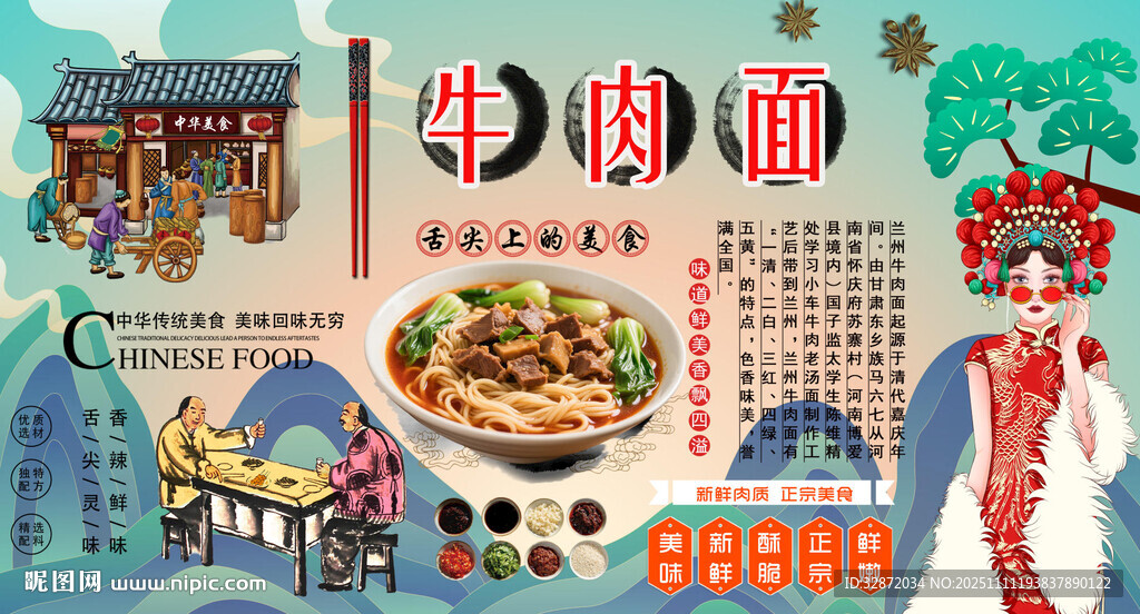 蘭州牛肉面背景墻