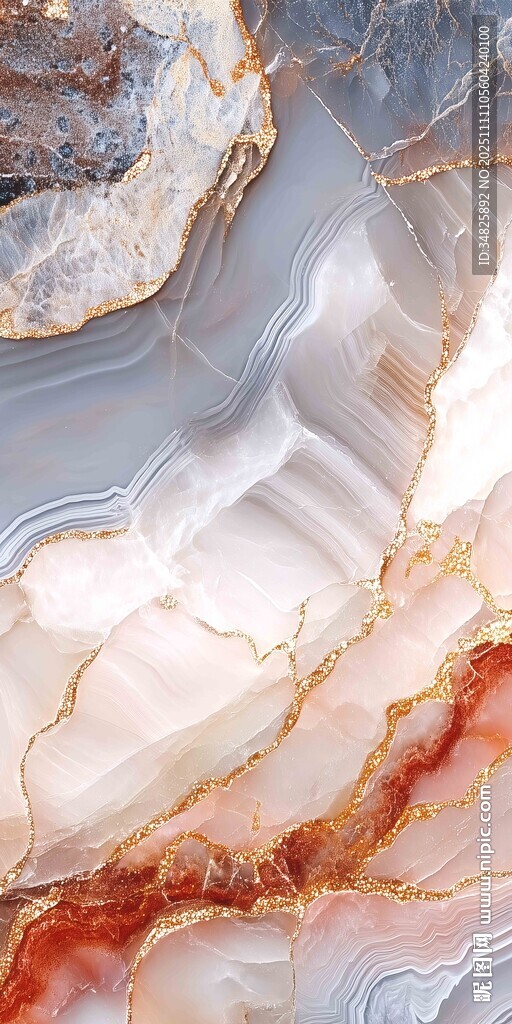 多彩紋理的精美礦石晶體