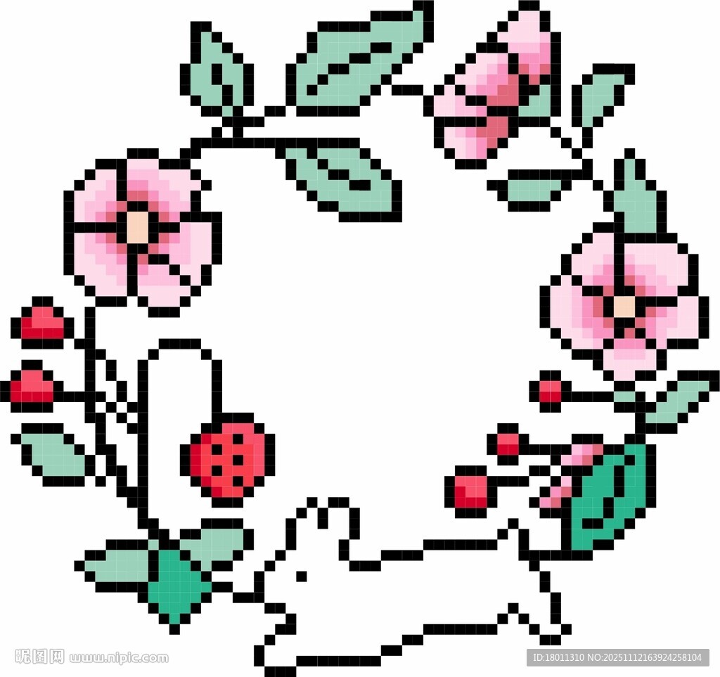 兔子花環(huán)像素藝術(shù)圖案