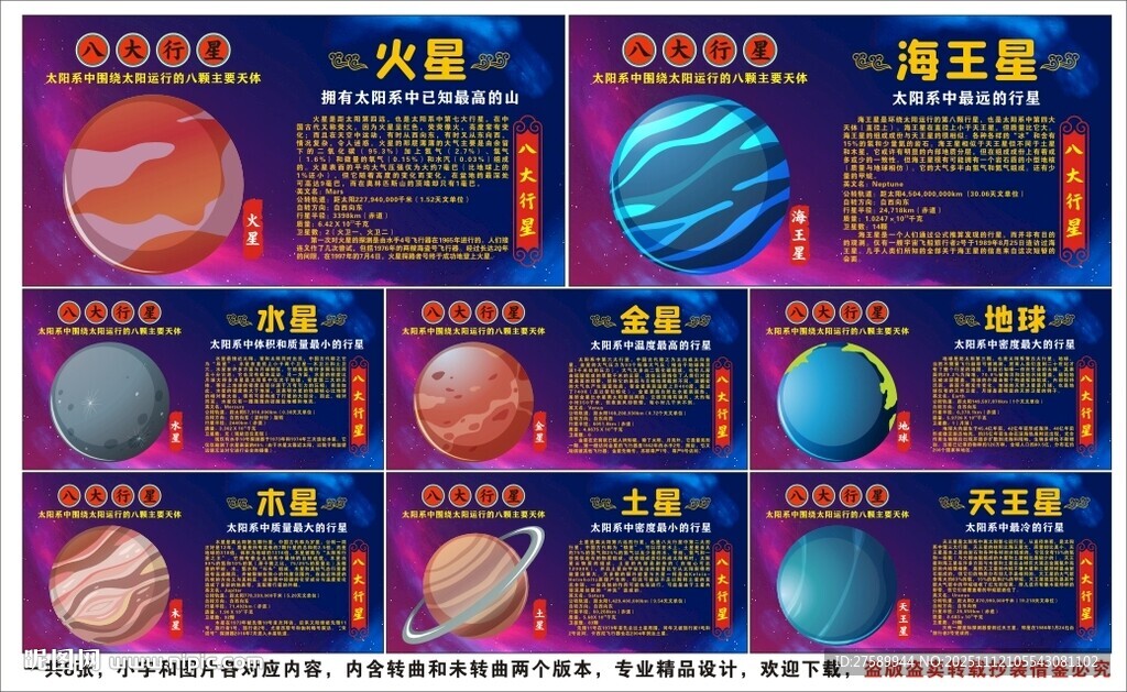 八大行星海報(bào)展板掛畫文化墻