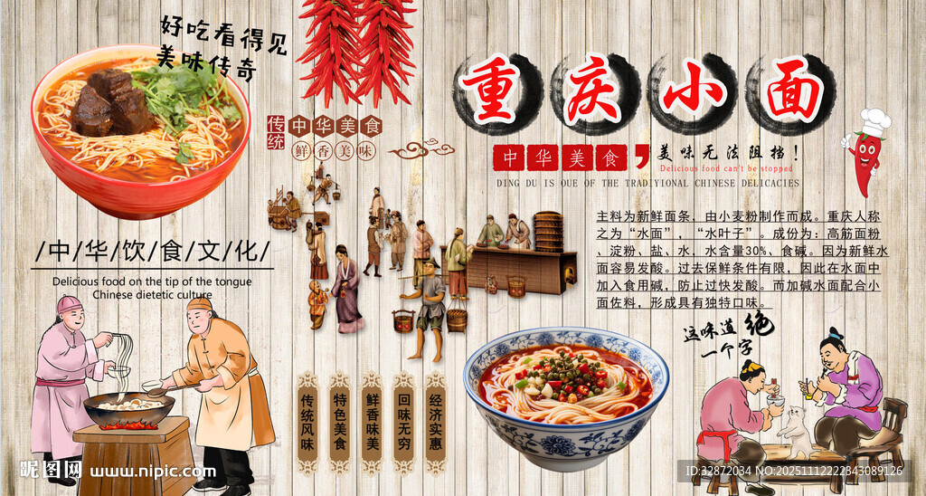 重慶小面背景墻