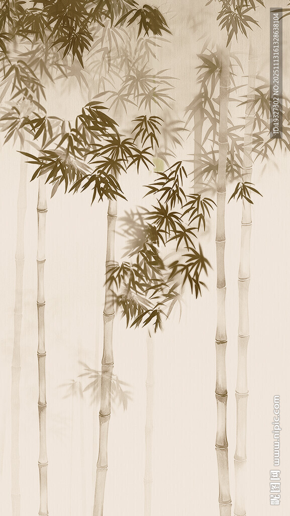 玄關(guān)水墨竹子背景墻