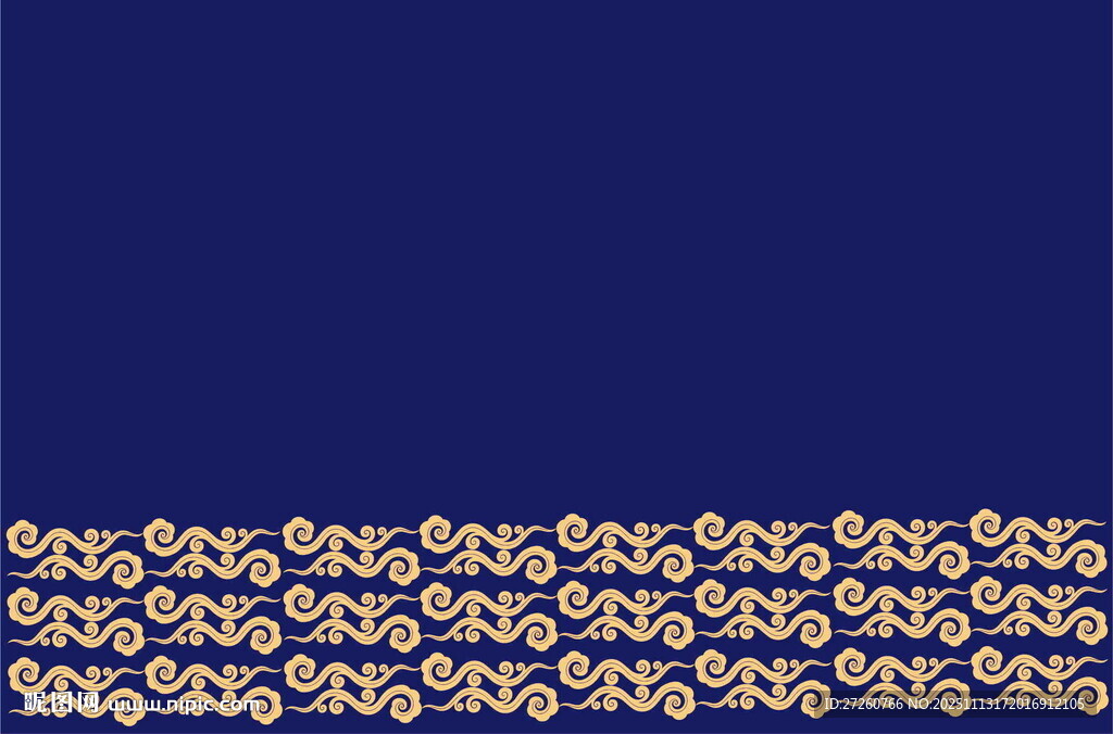 深藍背景金色花紋裝飾圖