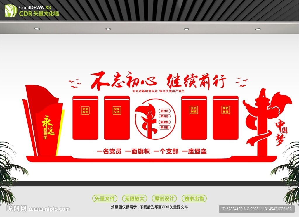 不忘初心文化墻展示