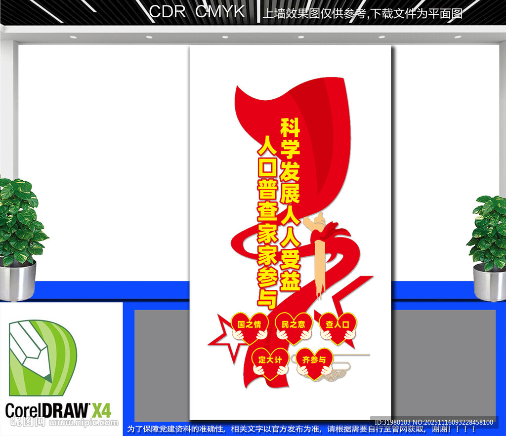 豎版人口普查文化墻