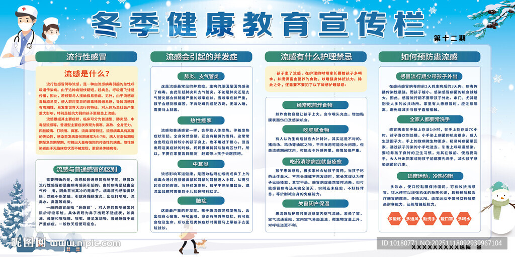 冬季健康教育宣傳欄