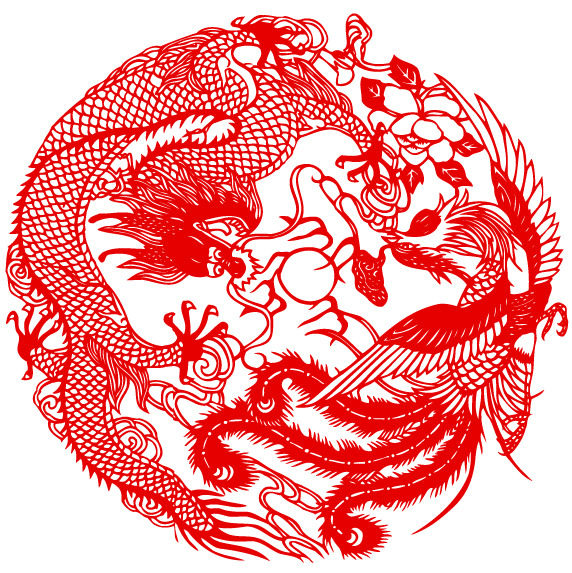 矢量龙凤剪纸