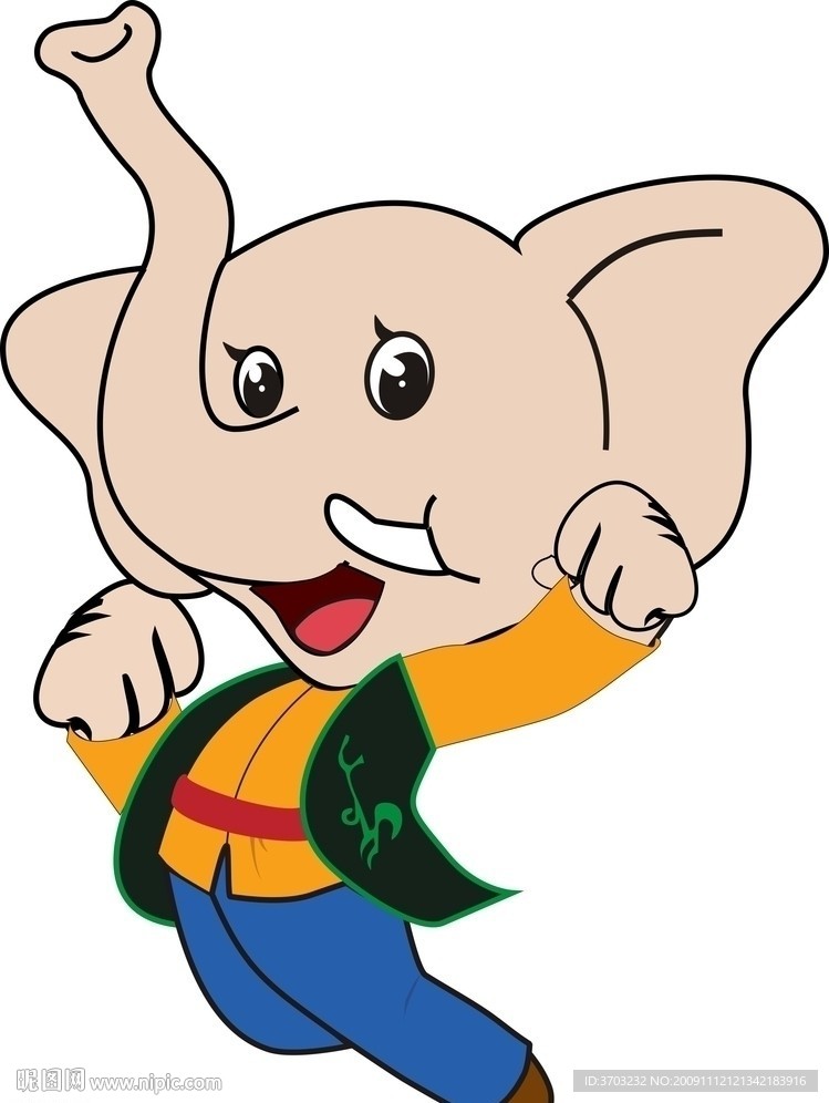 吉祥物大象矢量图