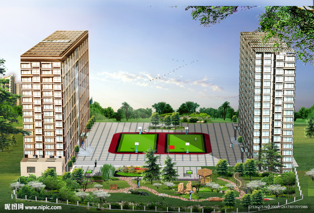 校园规划鸟瞰效果图