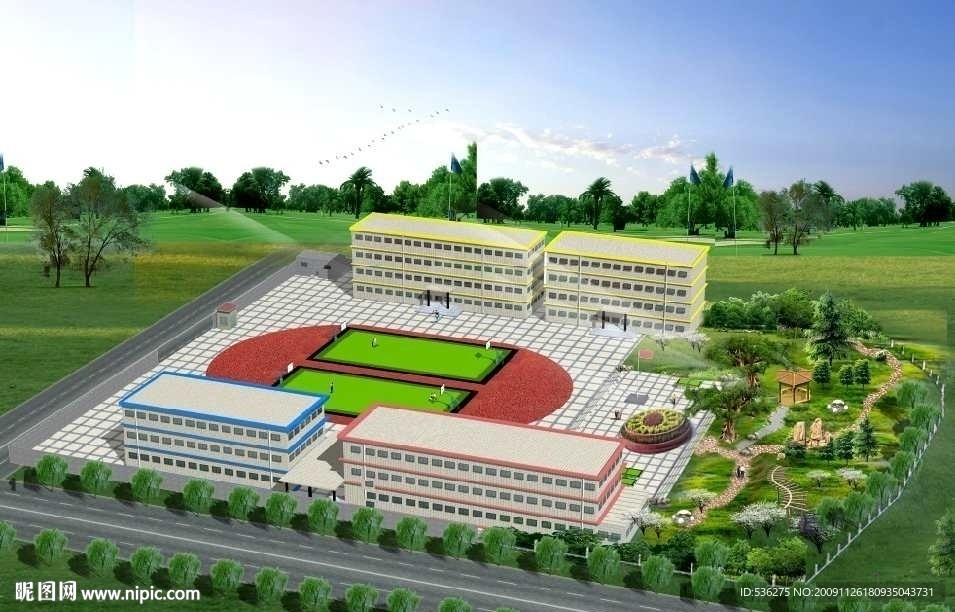 校园景观鸟瞰图