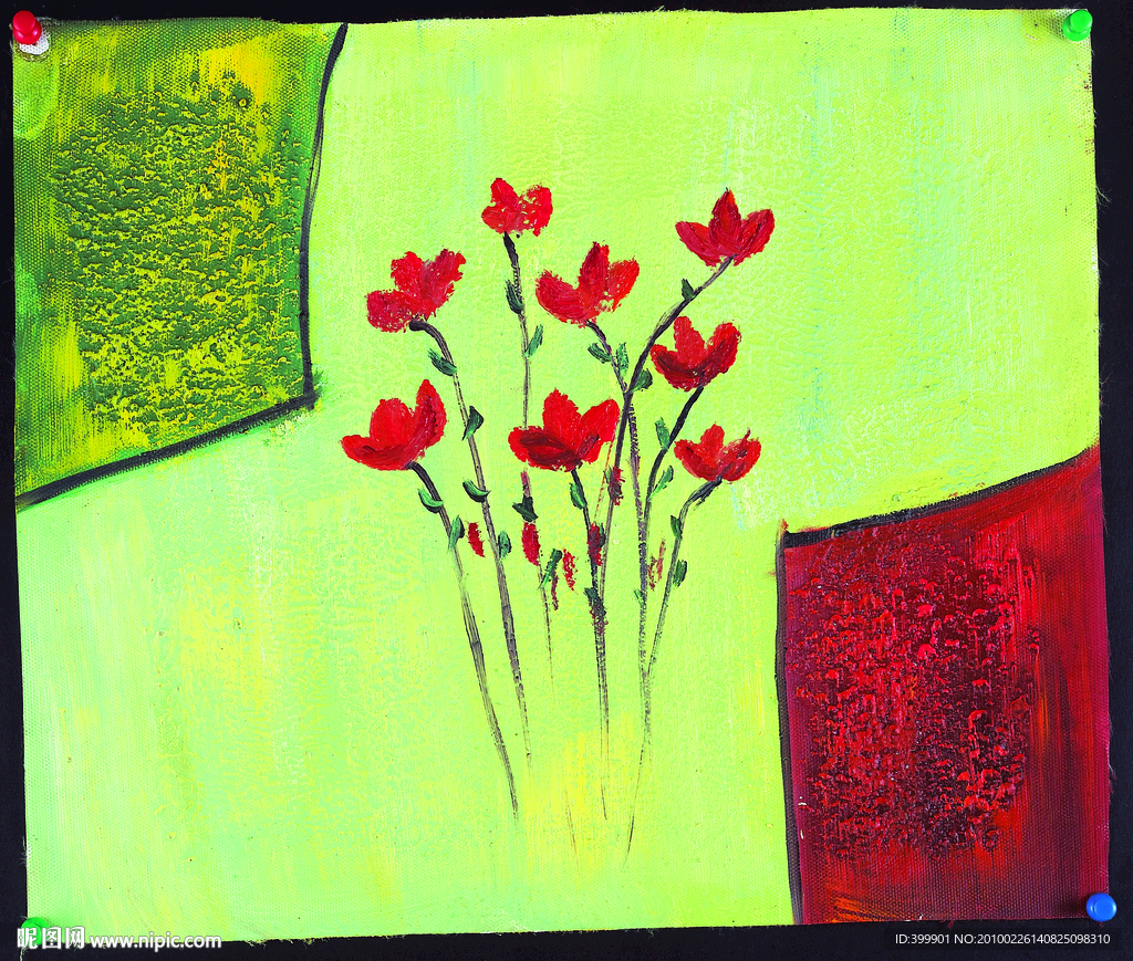 扫描花卉油画16（29厘米X25厘米）图片