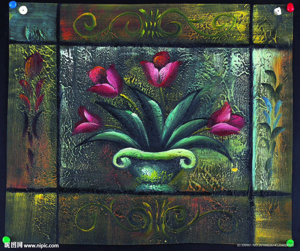 扫描花卉油画18（29厘米X25厘米）图片