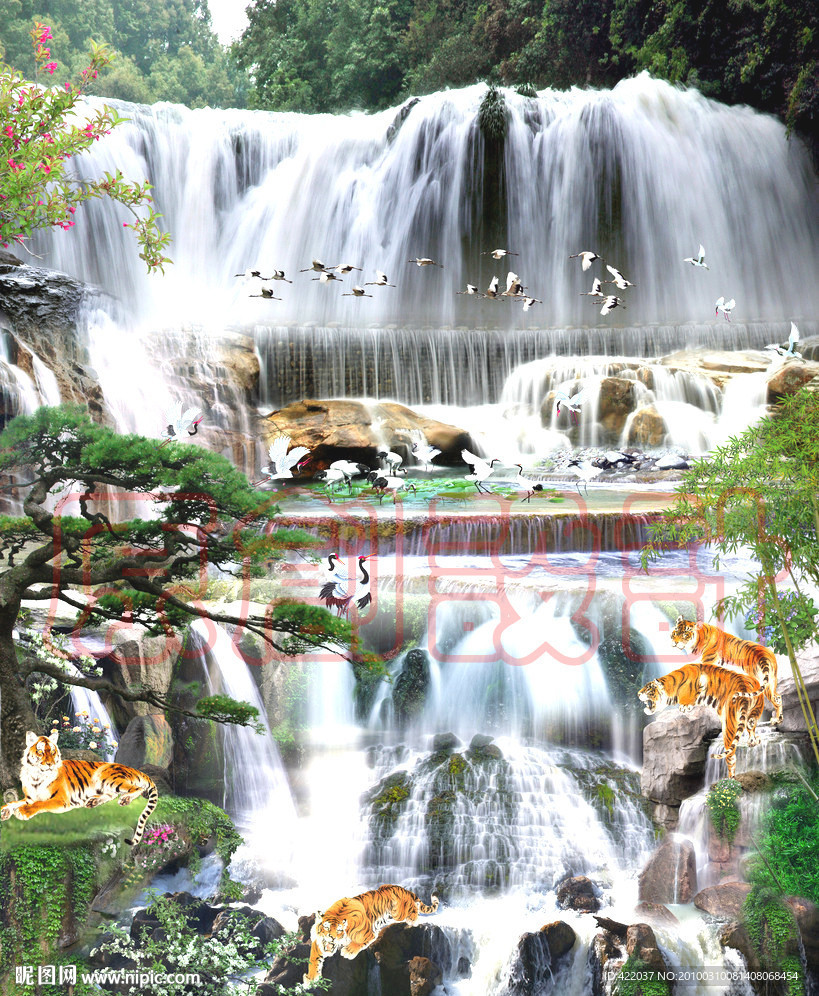 山水瀑布