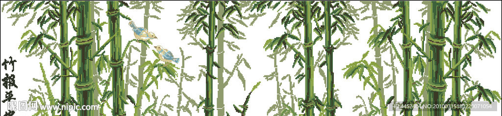 十字绣源文件 竹报平安全景图