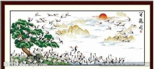 十字绣图纸百鹤图