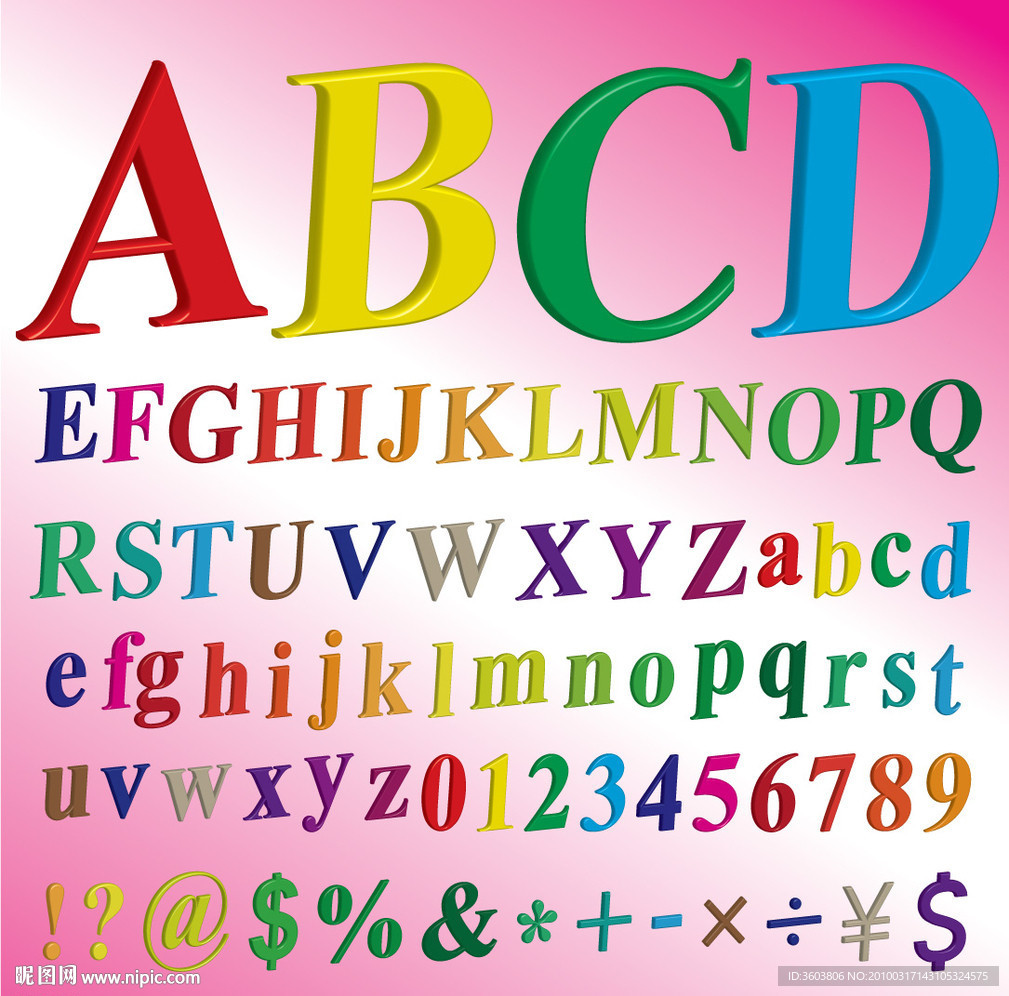 立体英文字母数字符号