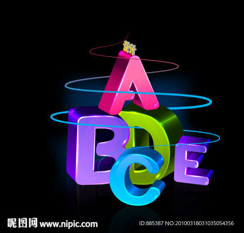 ABCDE立体字