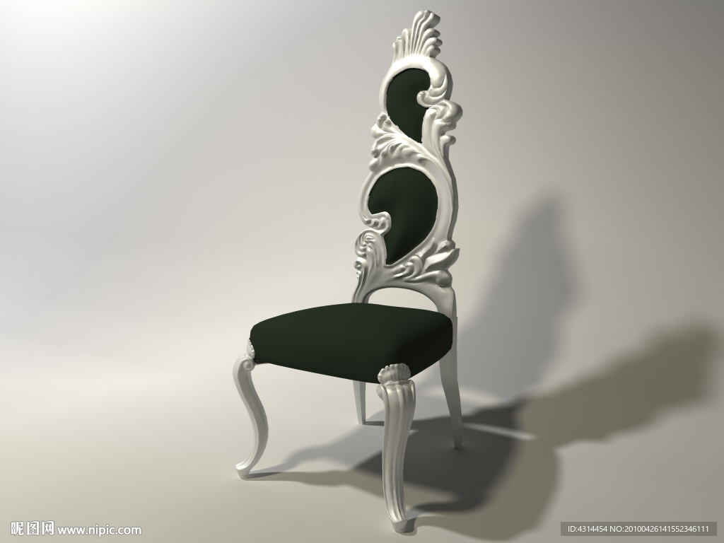 精致欧式模型渲染效果图欧式高背椅
