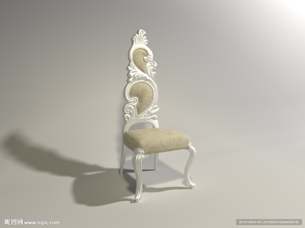 精致欧式模型渲染效果图欧式高背椅